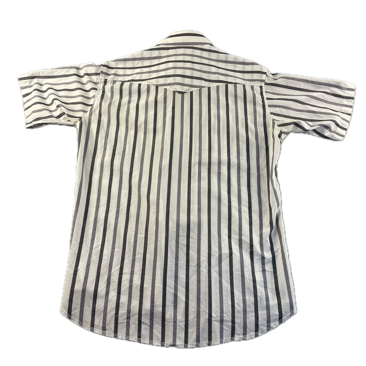 Vintage Wrangler Striped Grey Short-Sleeve Button-Up (XL)