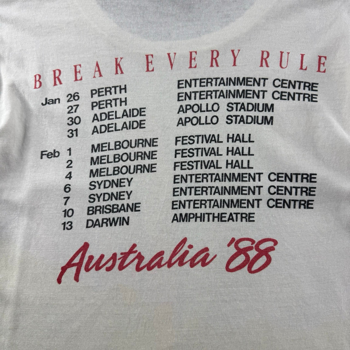 Vintage 1988 Tina Turner Break Every Rule Australian Tour T-shirt (M)
