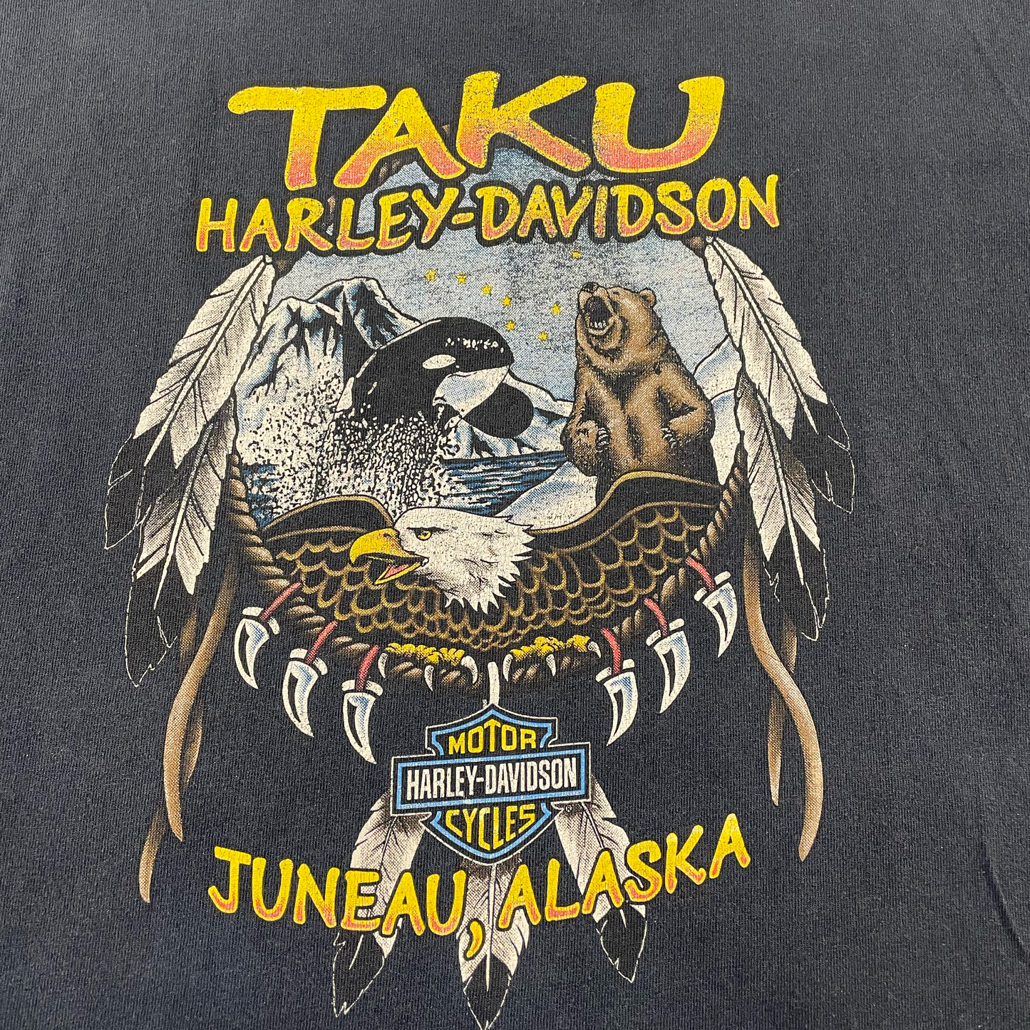 Vintage Harley Davidson Taku Black T-shirt with Buttons (XL)