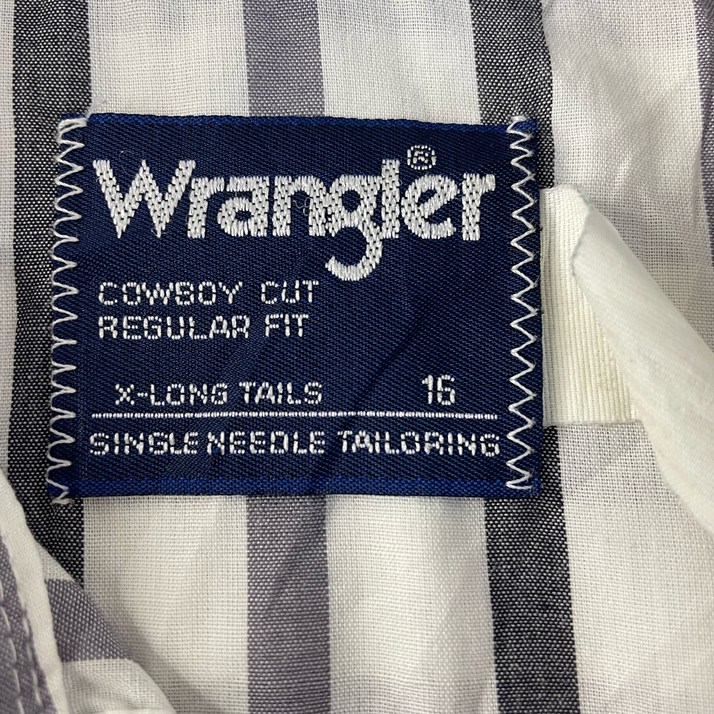 Vintage Wrangler Striped Grey Short-Sleeve Button-Up (XL)