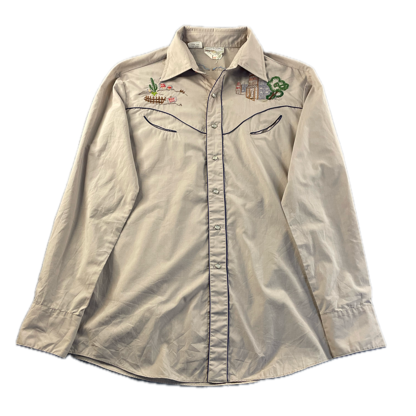 Vintage Rocking Ranch Wear Grey Long-Sleeve Button-Up (L)