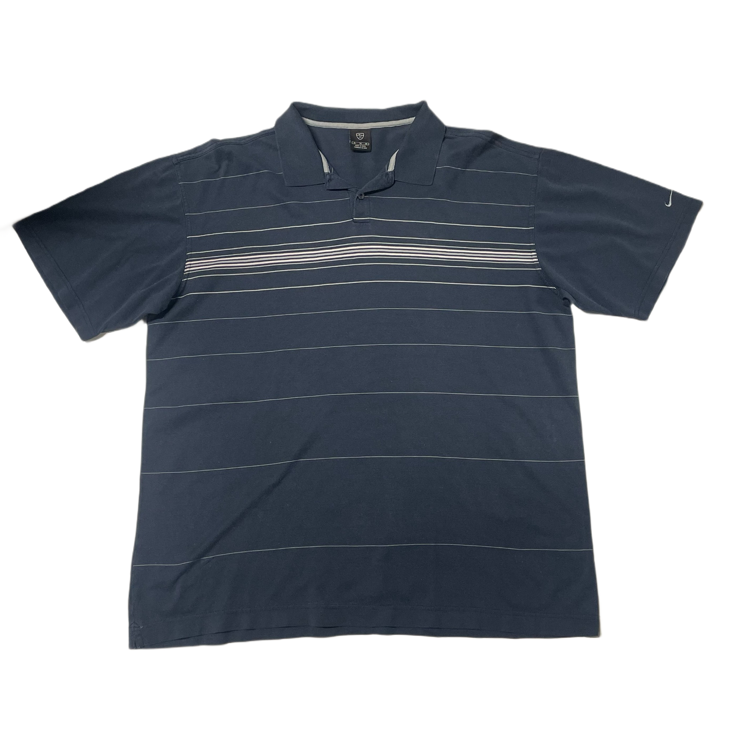 VINTAGE NIKE NAVY STRIPED GOLF POLO (XL)