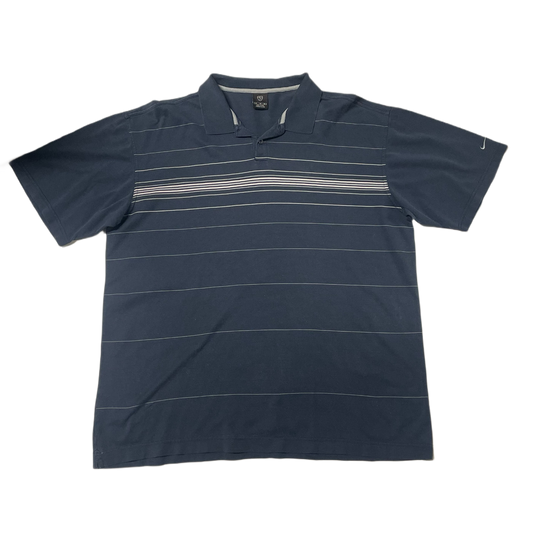 VINTAGE NIKE NAVY STRIPED GOLF POLO (XL)