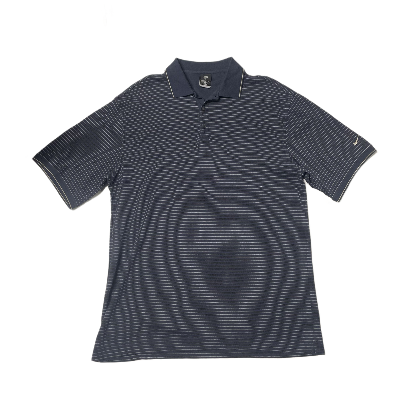 VINTAGE NIKE GOLF POLO NAVY STRIPED (L)