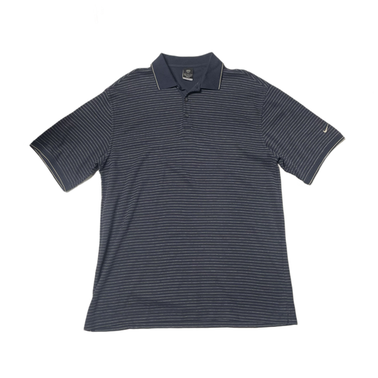 VINTAGE NIKE GOLF POLO NAVY STRIPED (L)