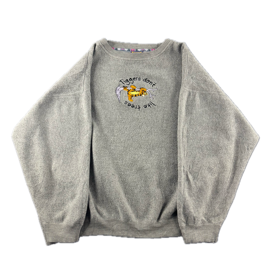 Vintage Tigger Don't Like Trees Graphic Grey Jumper (XL)