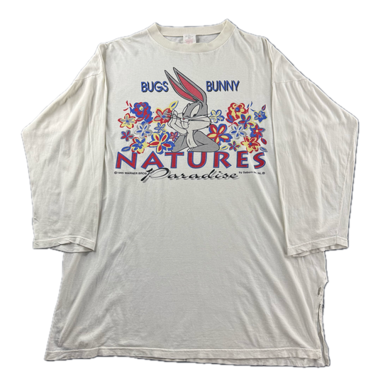 Vintage Looney Tunes Bugs Bunny White Long Sleeve Tee (XL)