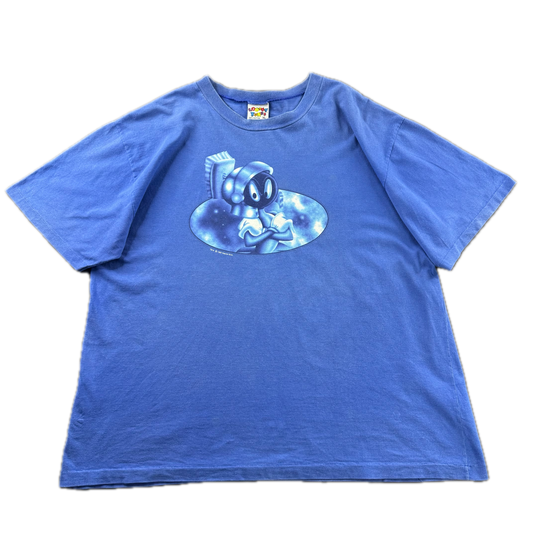 Vintage 1997 Looney Tunes Marvin the Martian Blue Graphic Tee (XL)