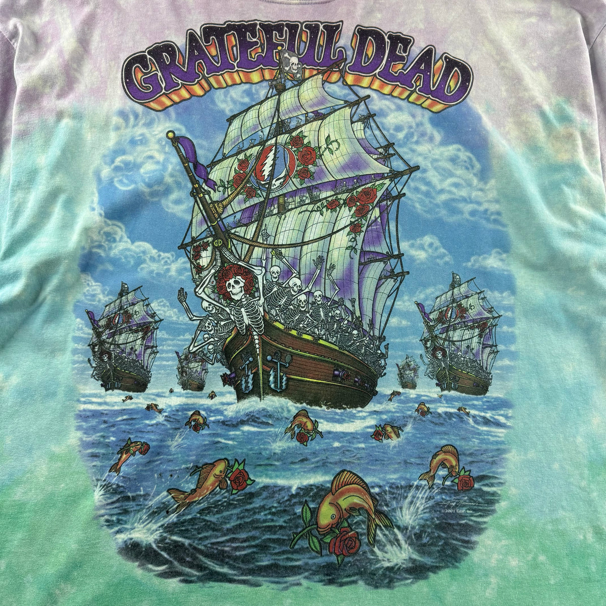 Vintage 2001 Grateful Dead Ship of Fools Tie-Dye Double-Sided T-shirt (2XL)