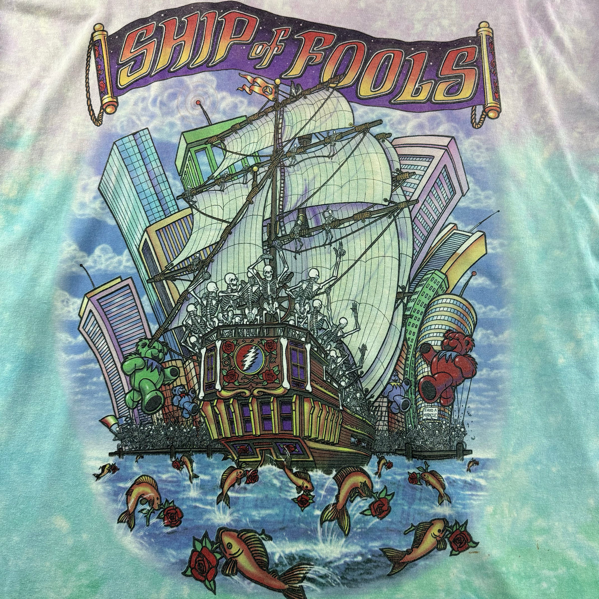 Vintage 2001 Grateful Dead Ship of Fools Tie-Dye Double-Sided T-shirt (2XL)
