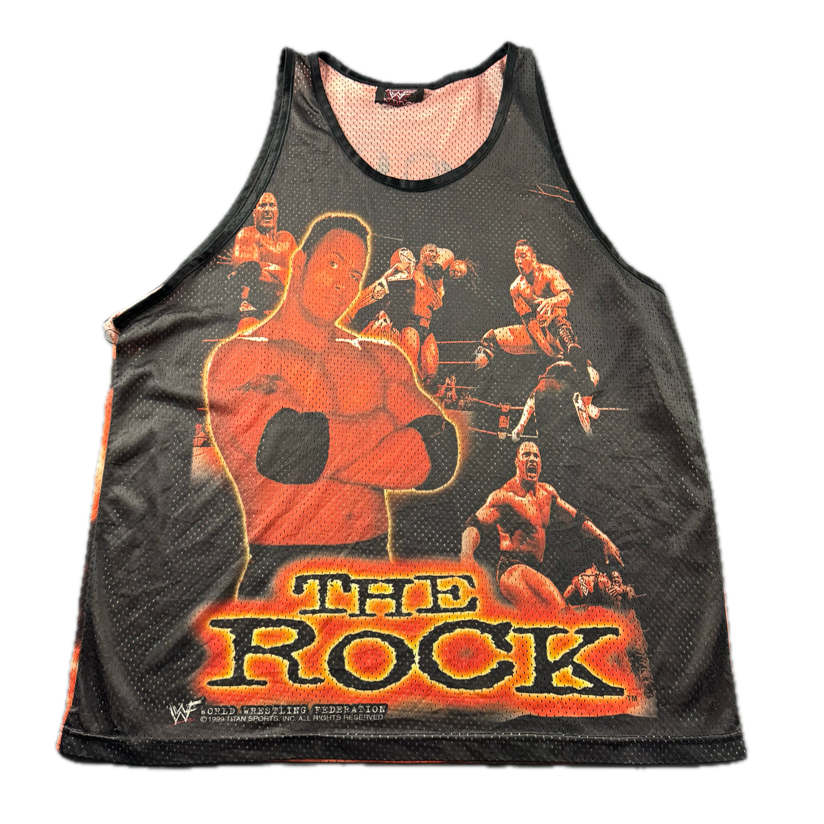 Vintage 1999 WWF The Rock and Attitude Era Mesh Singlet (XL)