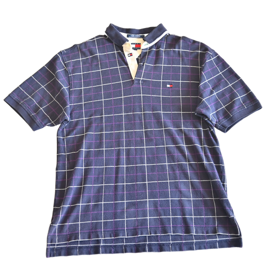 VINTAGE TOMMY HILFIGER PURPLE CHECK POLO (XL)