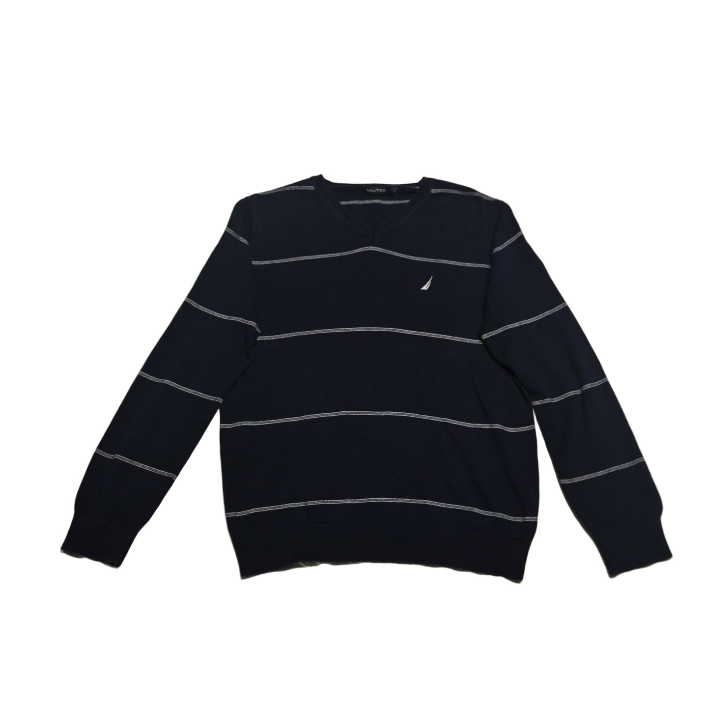 Nautica Striped V-Neck Sweater (M)