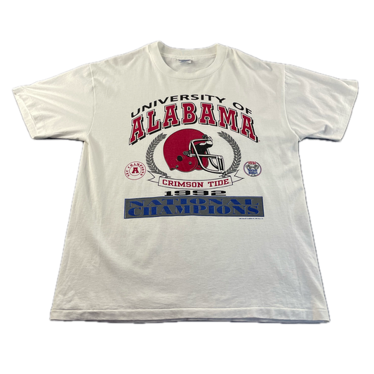 Vintage 1992 University of Alabama National Champion White T-Shirt (L)