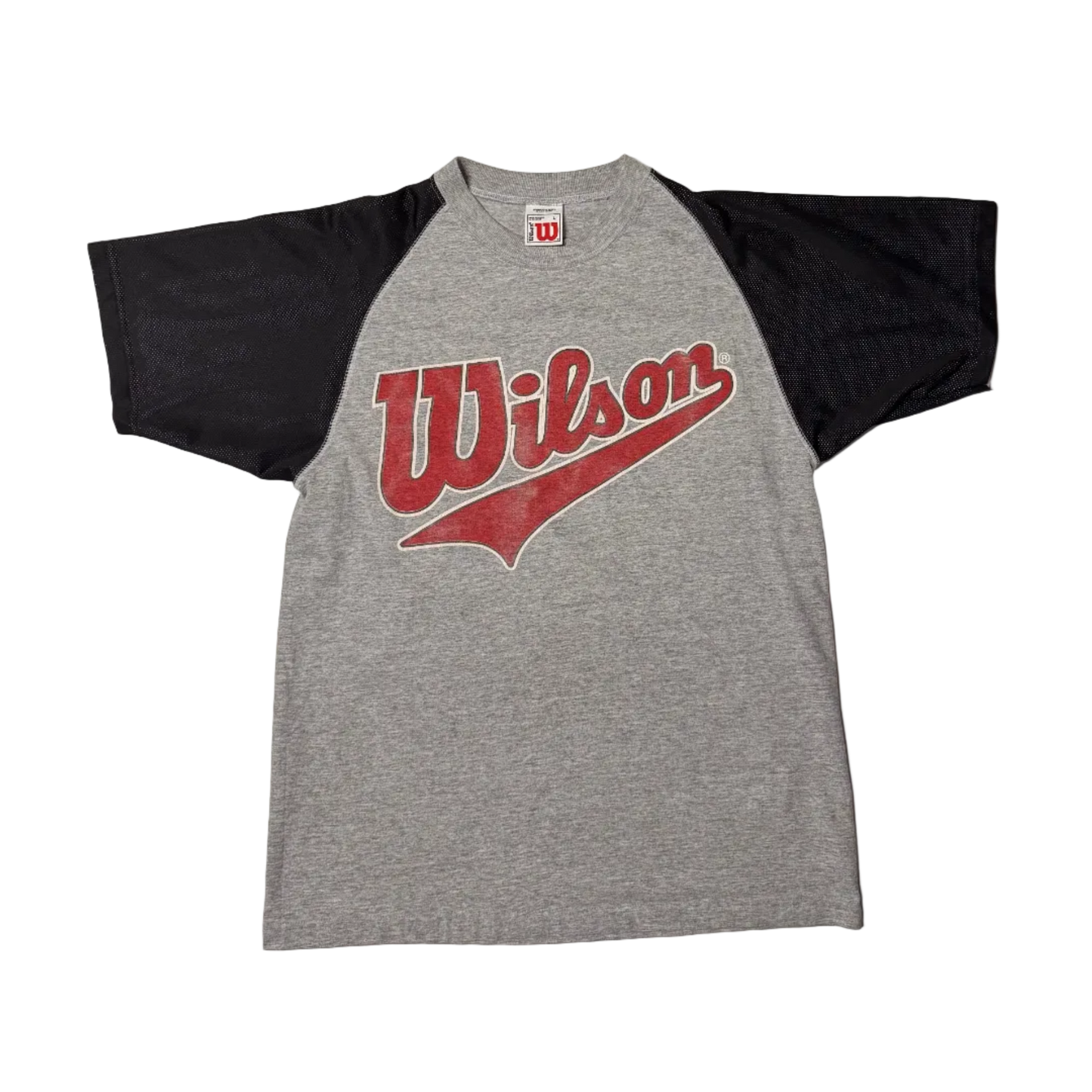 1990 VINTAGE WILSON T-SHIRT WITH MESH SLEEVES (L)