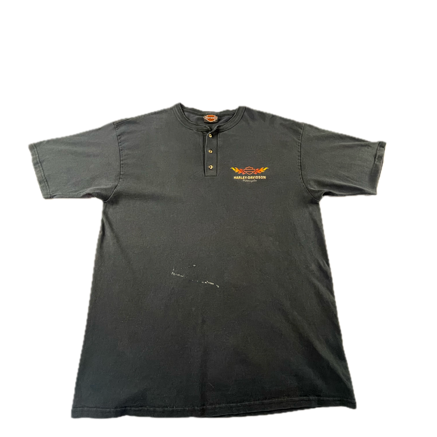Vintage Harley Davidson Taku Black T-shirt with Buttons (XL)