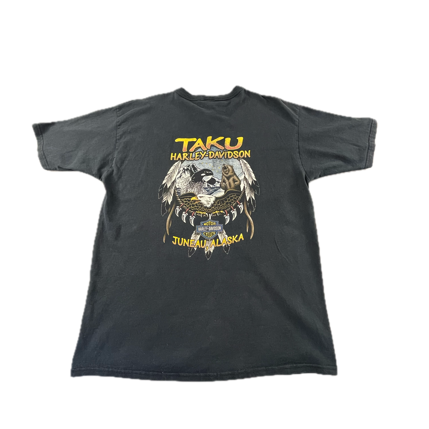 Vintage Harley Davidson Taku Black T-shirt with Buttons (XL)