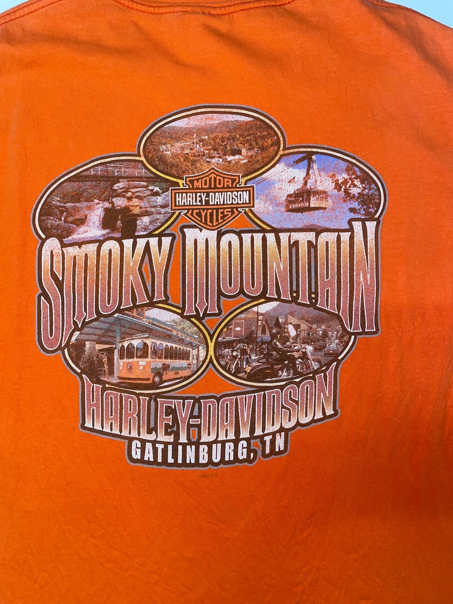 Harley Davidson Smokey Mountains Gatlinburg Orange T-Shirt (L)