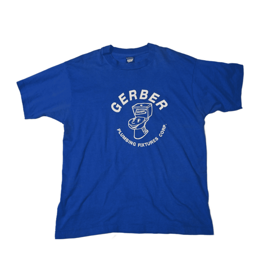 VINTAGE GERBER PLUMBING BLUE T-SHIRT (XL)