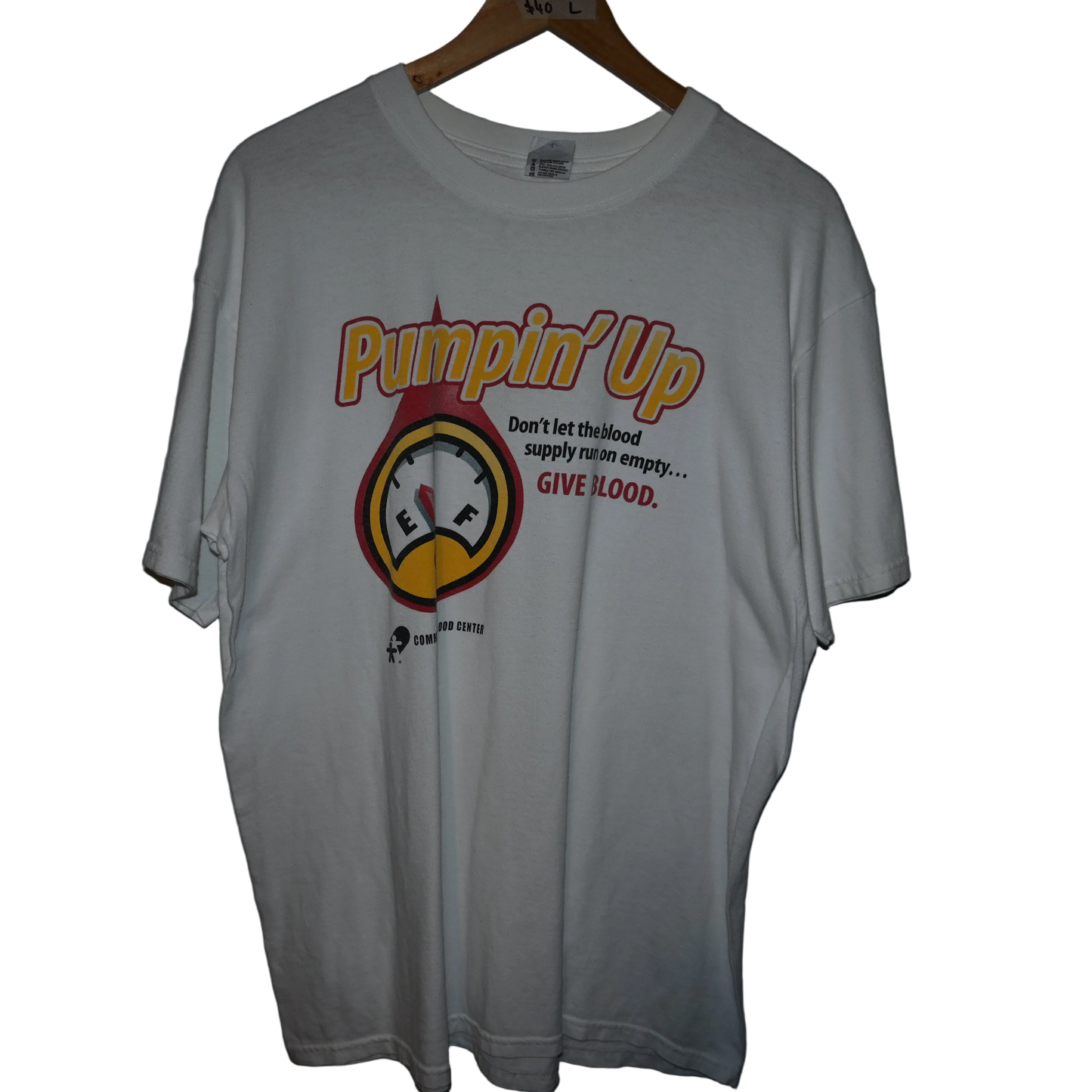 VINTAGE 'PUMPIN UP' BLOOD DONATION T-SHIRT (L)