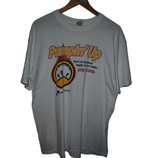 VINTAGE 'PUMPIN UP' BLOOD DONATION T-SHIRT (L)