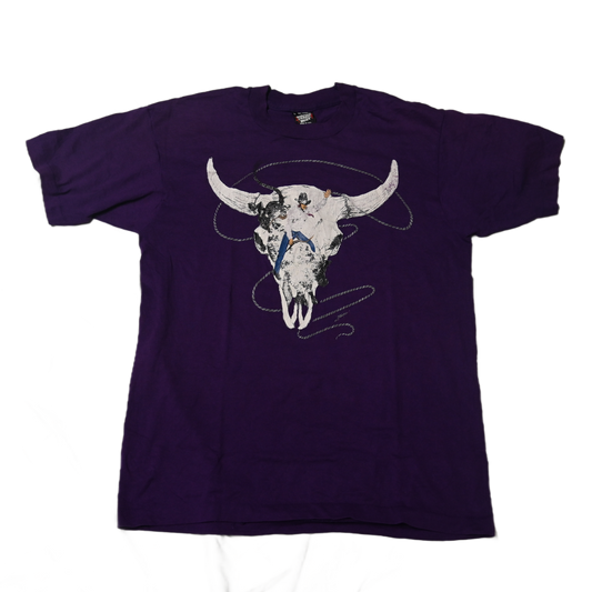 VINTAGE BULL RIDING PURPLE T-SHIRT (L)