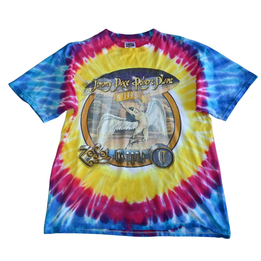 Vintage 1998 Jimmy Page & Robert Plant 'ZOSO' U.S. Tour Tie-Dye T-Shirt (XL)