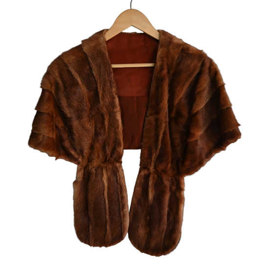 Vintage Tan Fur Shawl