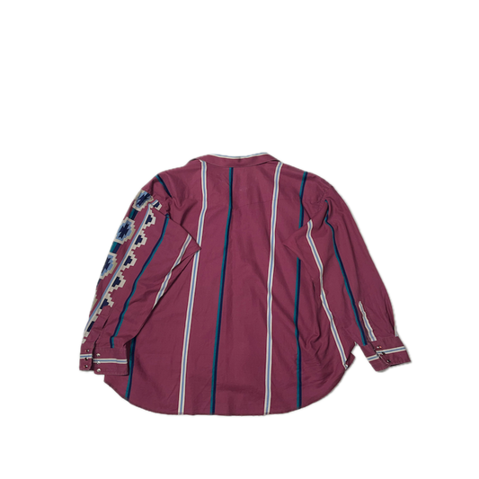 WRANGLER BURGUNDY BUTTON UP W/ PATTERN (XL)