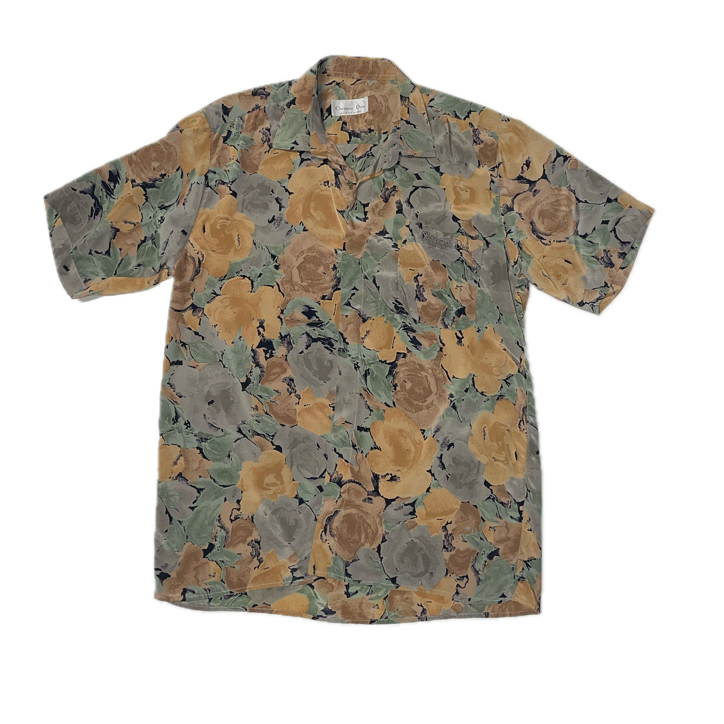 BOOTLEG CHRISTIAN DIOR SILK SHORT SLEEVE BUTTON UP (L)