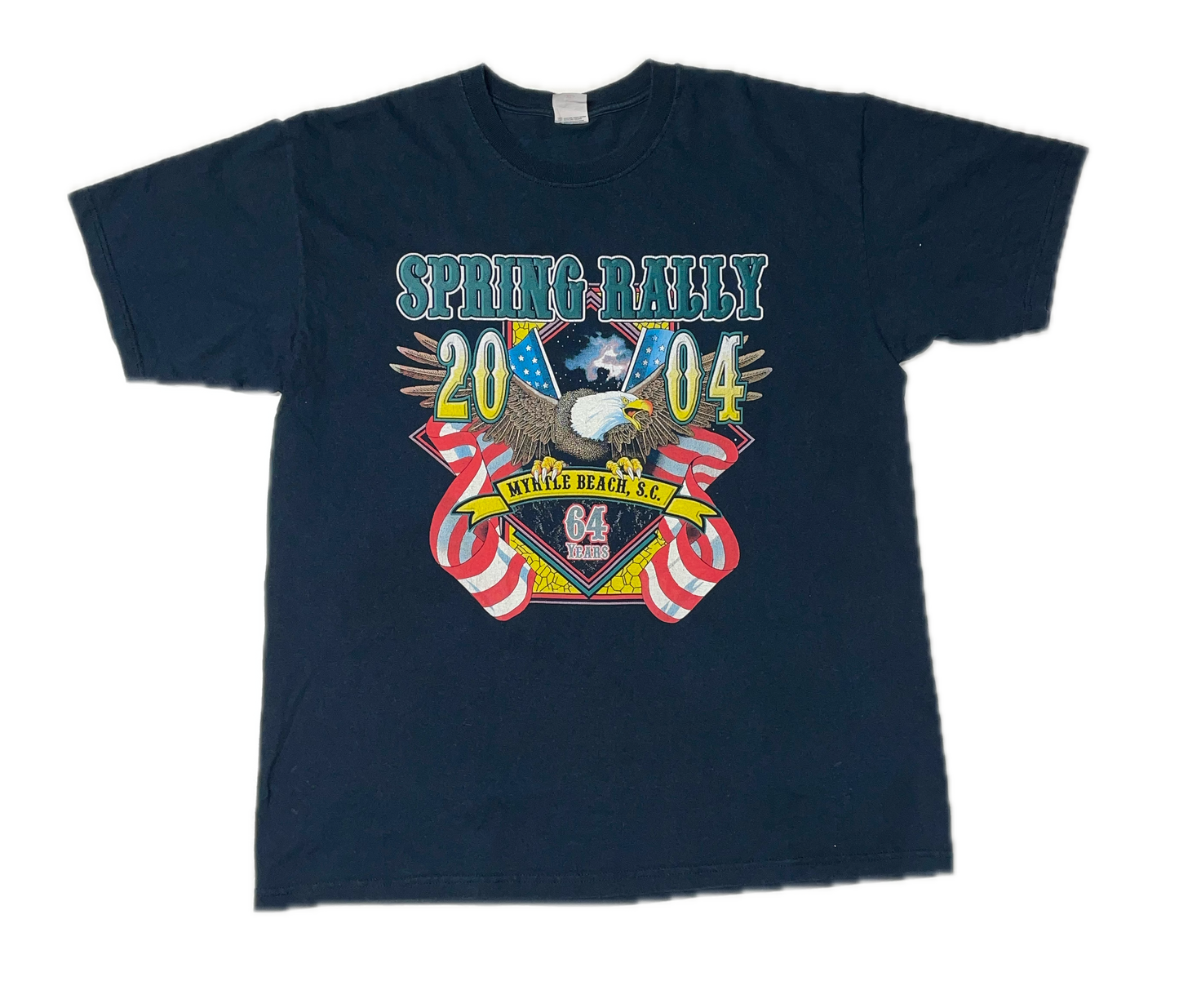 Vintage Oversize Spring Rally Double Sided Navy T-shirt (XL)