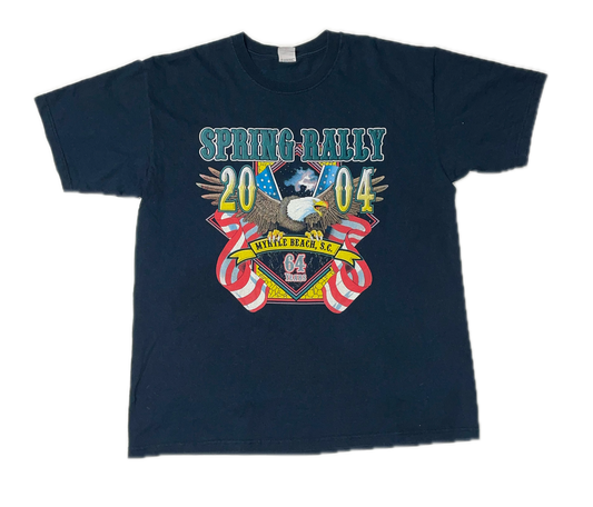 Vintage Oversize Spring Rally Double Sided Navy T-shirt (XL)