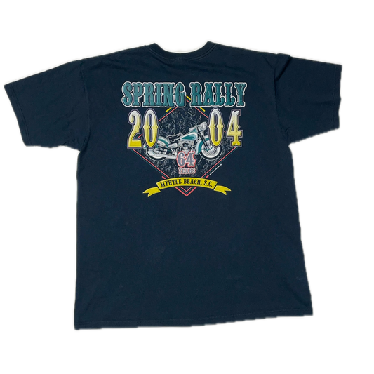 Vintage Oversize Spring Rally Double Sided Navy T-shirt (XL)