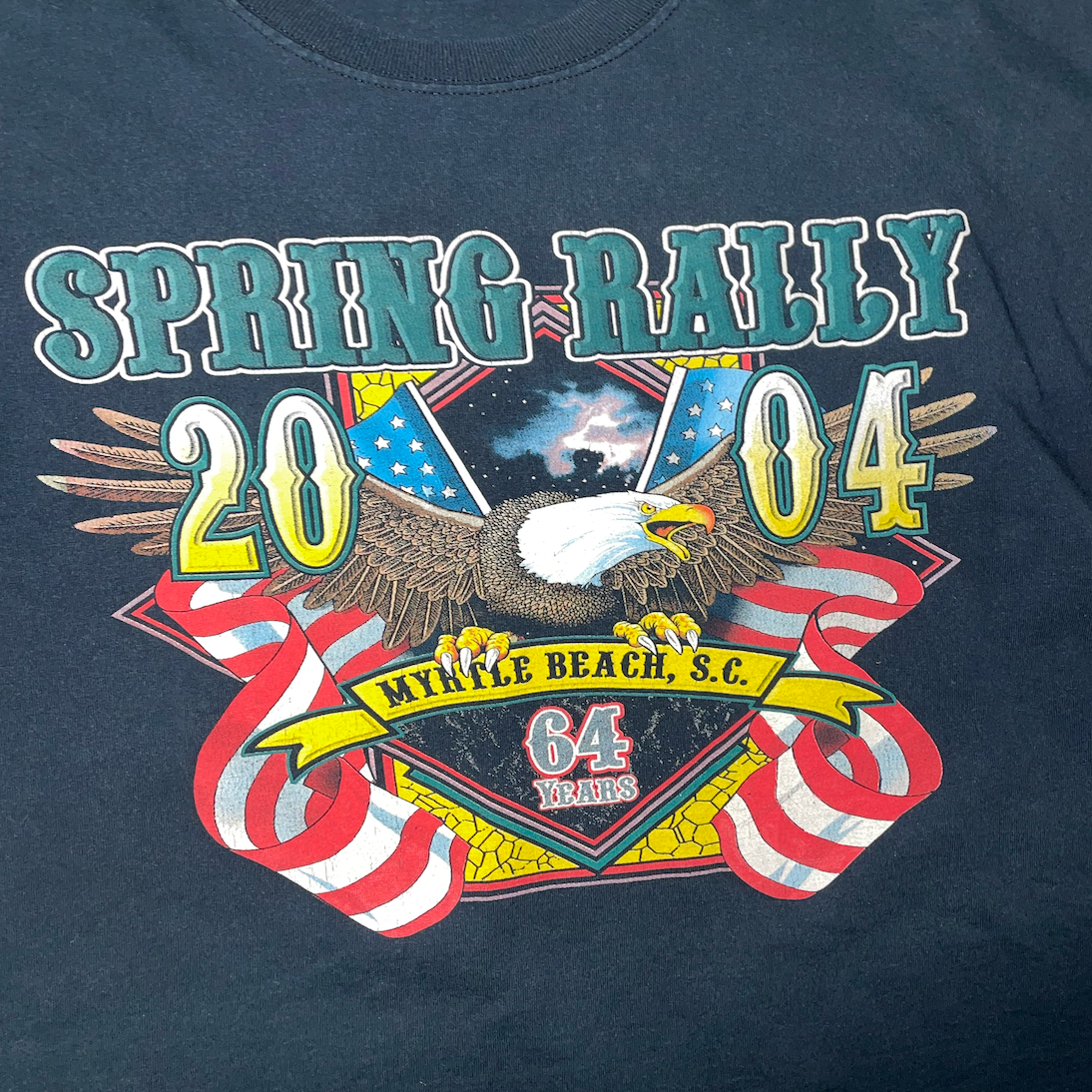 Vintage Oversize Spring Rally Double Sided Navy T-shirt (XL)