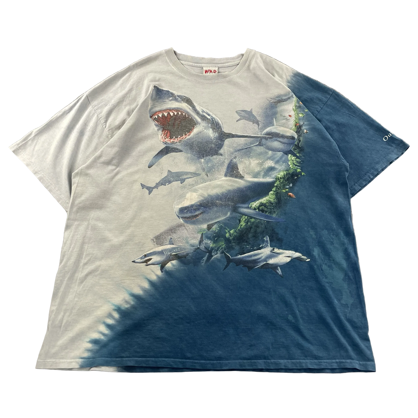 Vintage Outer Banks Great White Shark All-Over-Print Tee – Wild Gear Tag (XXL)