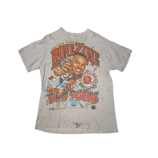 VINTAGE 1994 CLEVELAND BROWNS BONE ZONE GREY T-SHIRT (M)