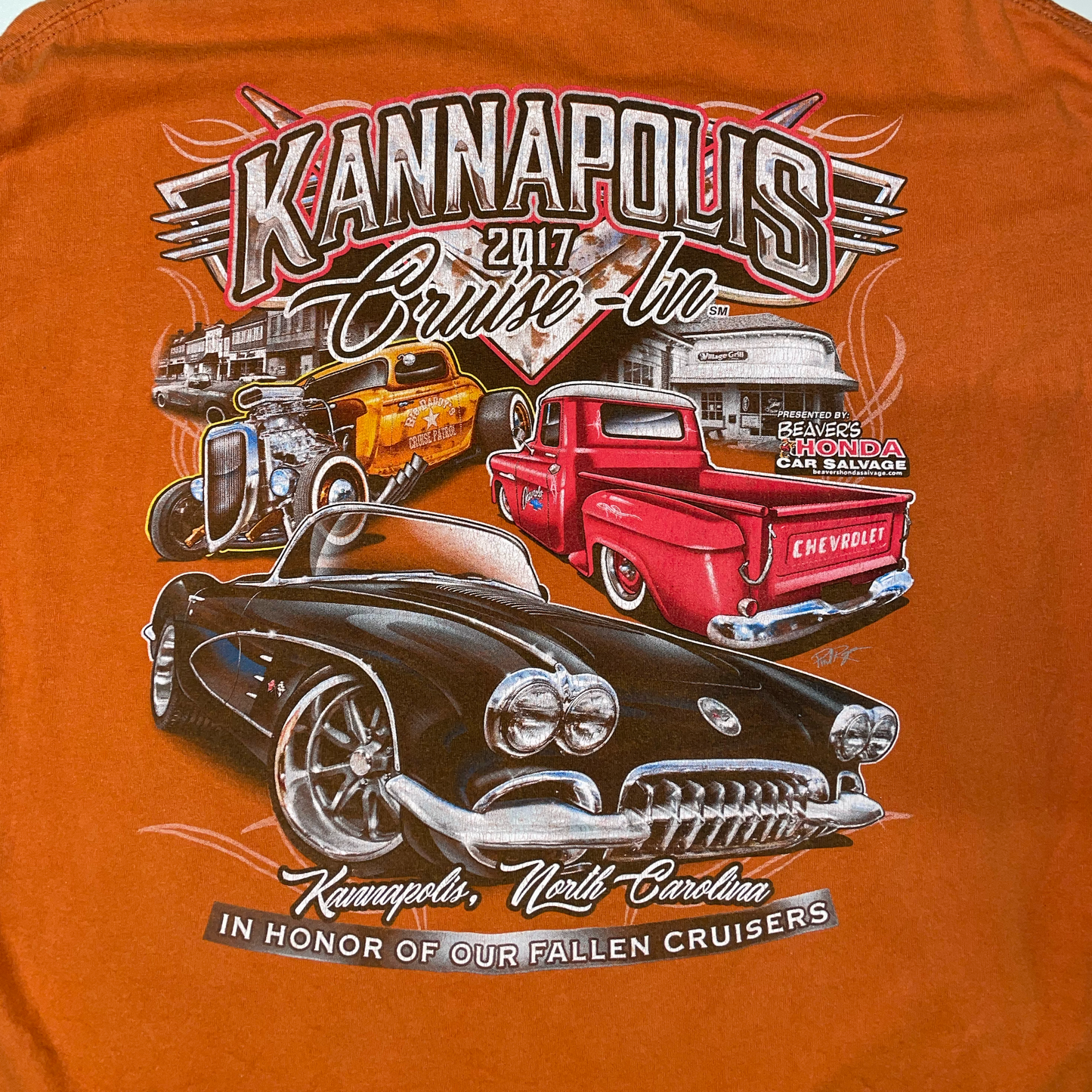 2017 KANNAPOLIS ORANGE STAINED T-SHIRT (XL)