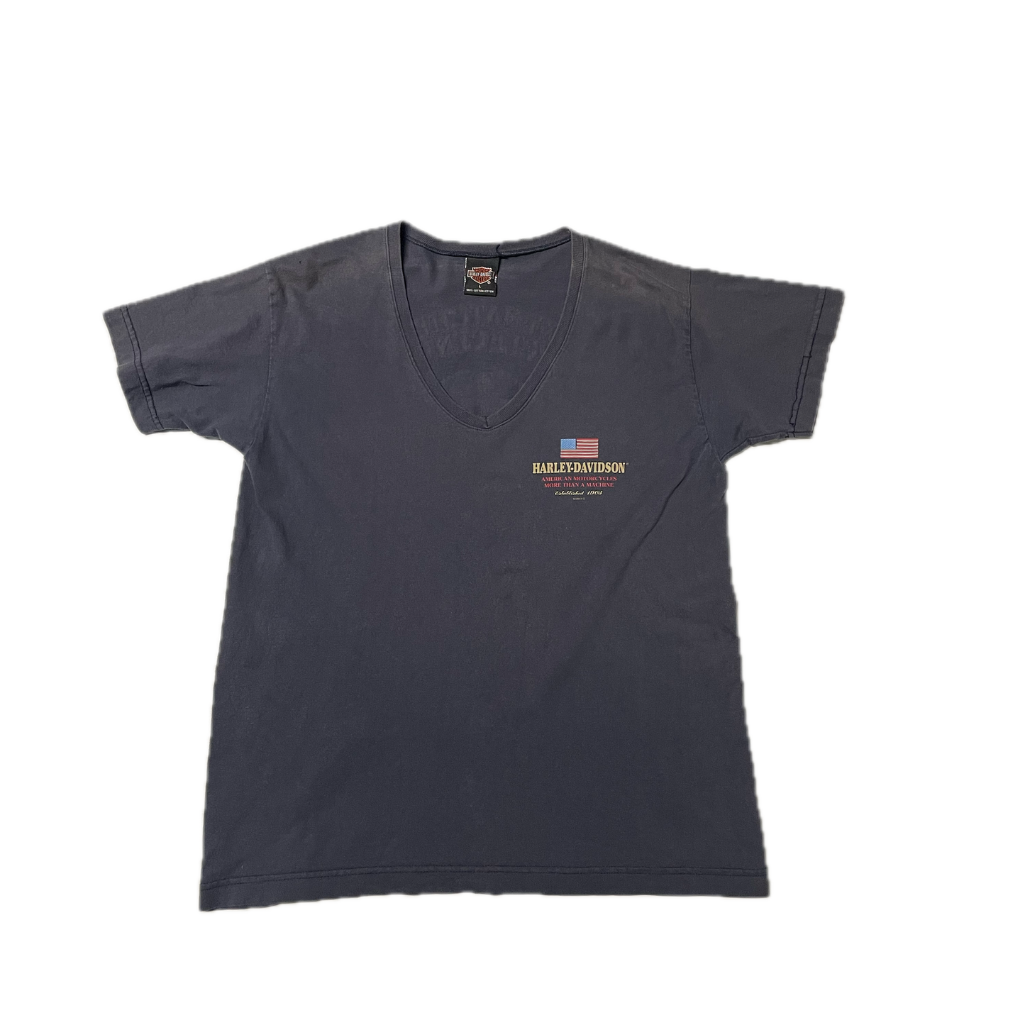 VINTAGE HARLEY DAVIDSON V NECK T-SHIRT (L)