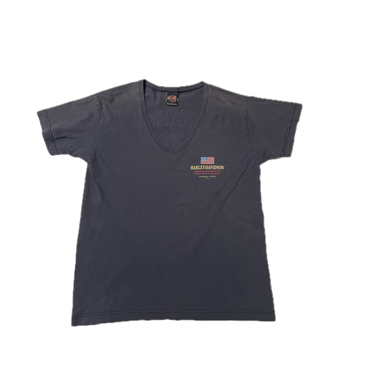 VINTAGE HARLEY DAVIDSON V NECK T-SHIRT (L)