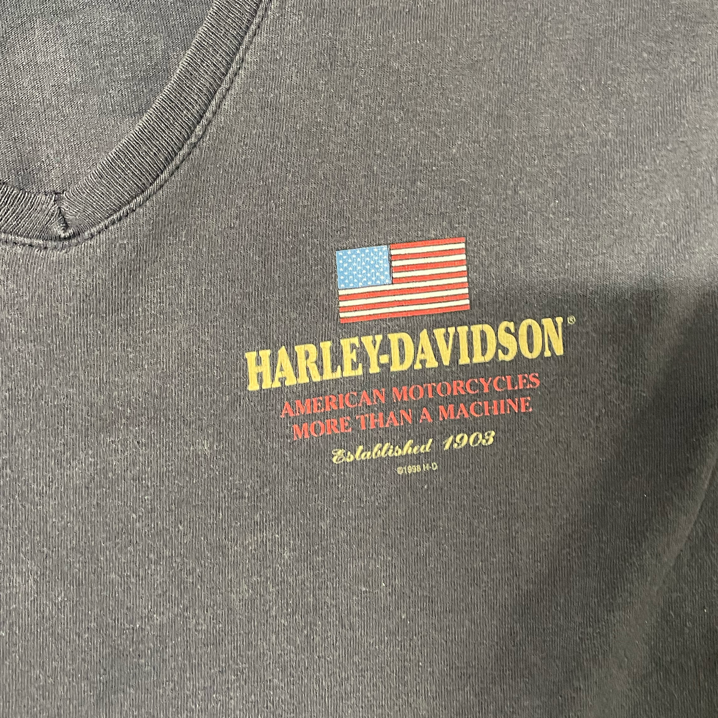 VINTAGE HARLEY DAVIDSON V NECK T-SHIRT (L)